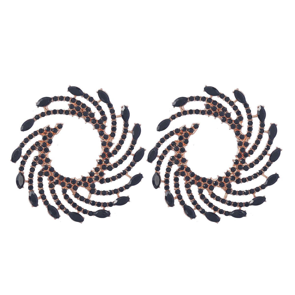 Wholesale Exaggerated Spiral Alloy Diamond Sunflower Earrings